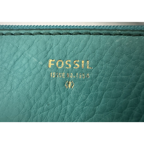 Fossil Crossbody Bag Green Blue Leather Top Zip Multiple-Pockets Convertible - Picture 15 of 16